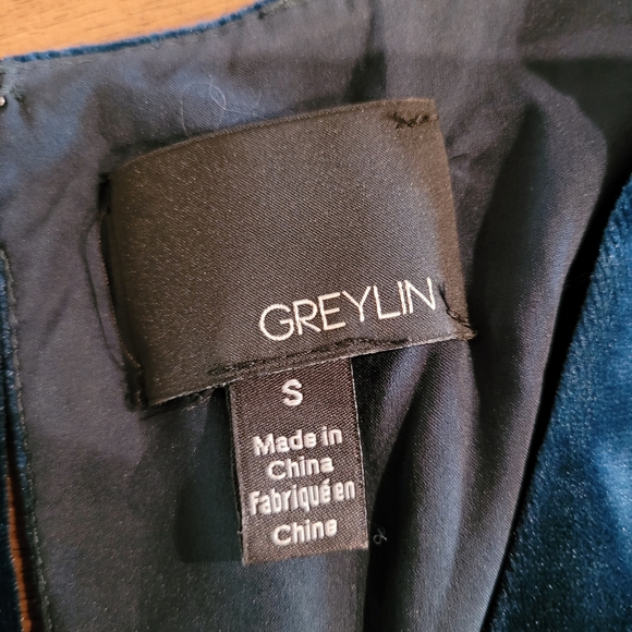 Anthropologie Greylin jumpsuit size S teal blue velvet. - Picture 3 of 11